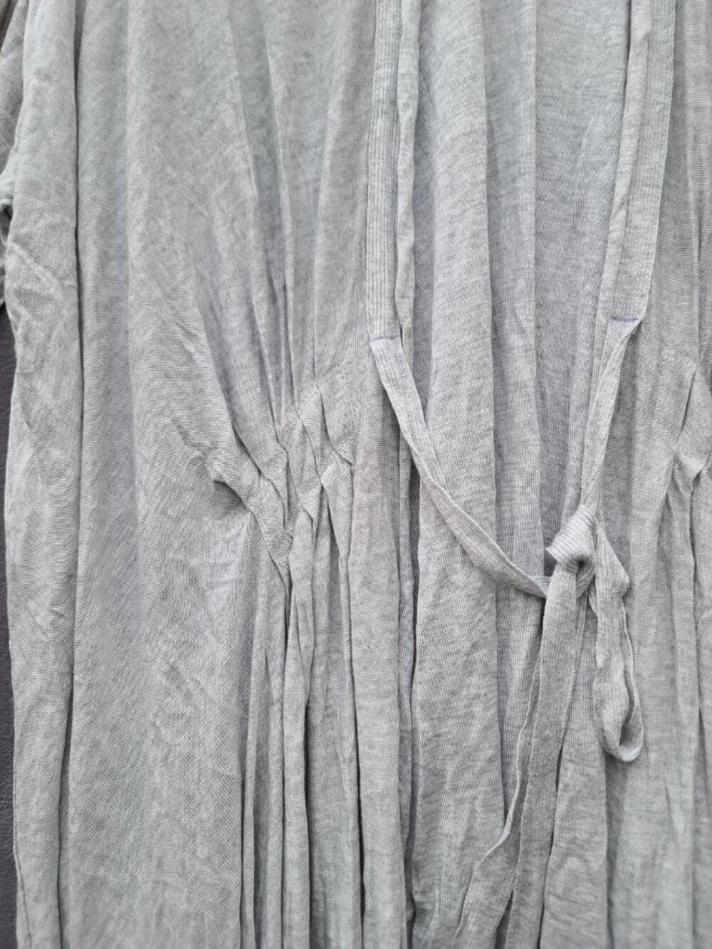 Free People Pleated Tie Front Cardigan LS Sweater S Gray Boho Soft Airy NWOT - Picture 7 of 13
